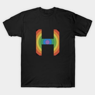 Retro Rainbow 'H' Sticker T-Shirt